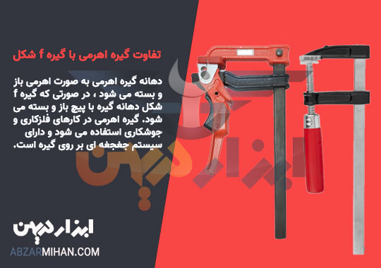 تفاوت گیره نجاری با گیره f شکل